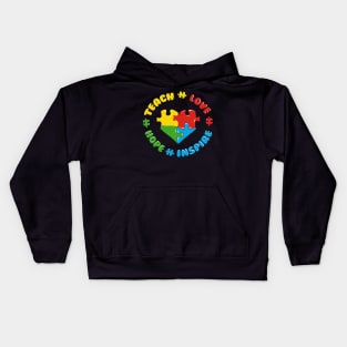 Autism Puzzle Teach Love Hope Inspire Kids Hoodie